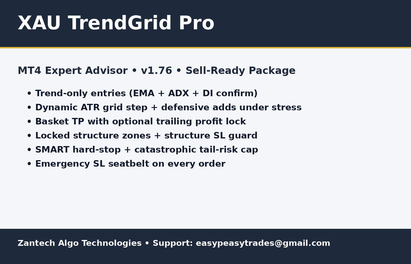 XAU TrendGrid Pro (MT4 EA) v1.76
