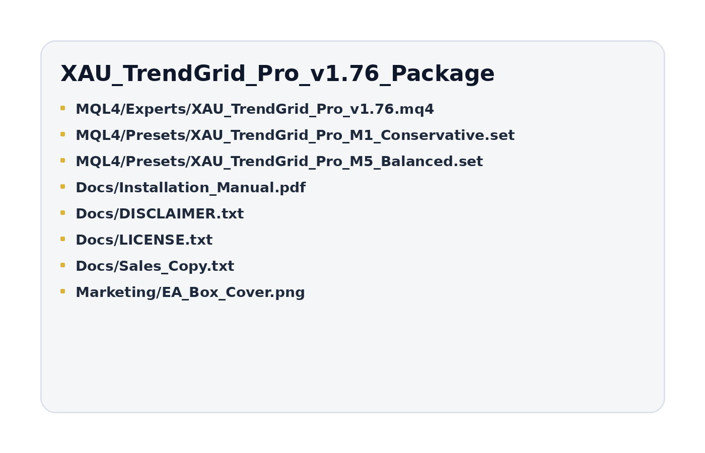 XAU TrendGrid Pro (MT4 EA) v1.76