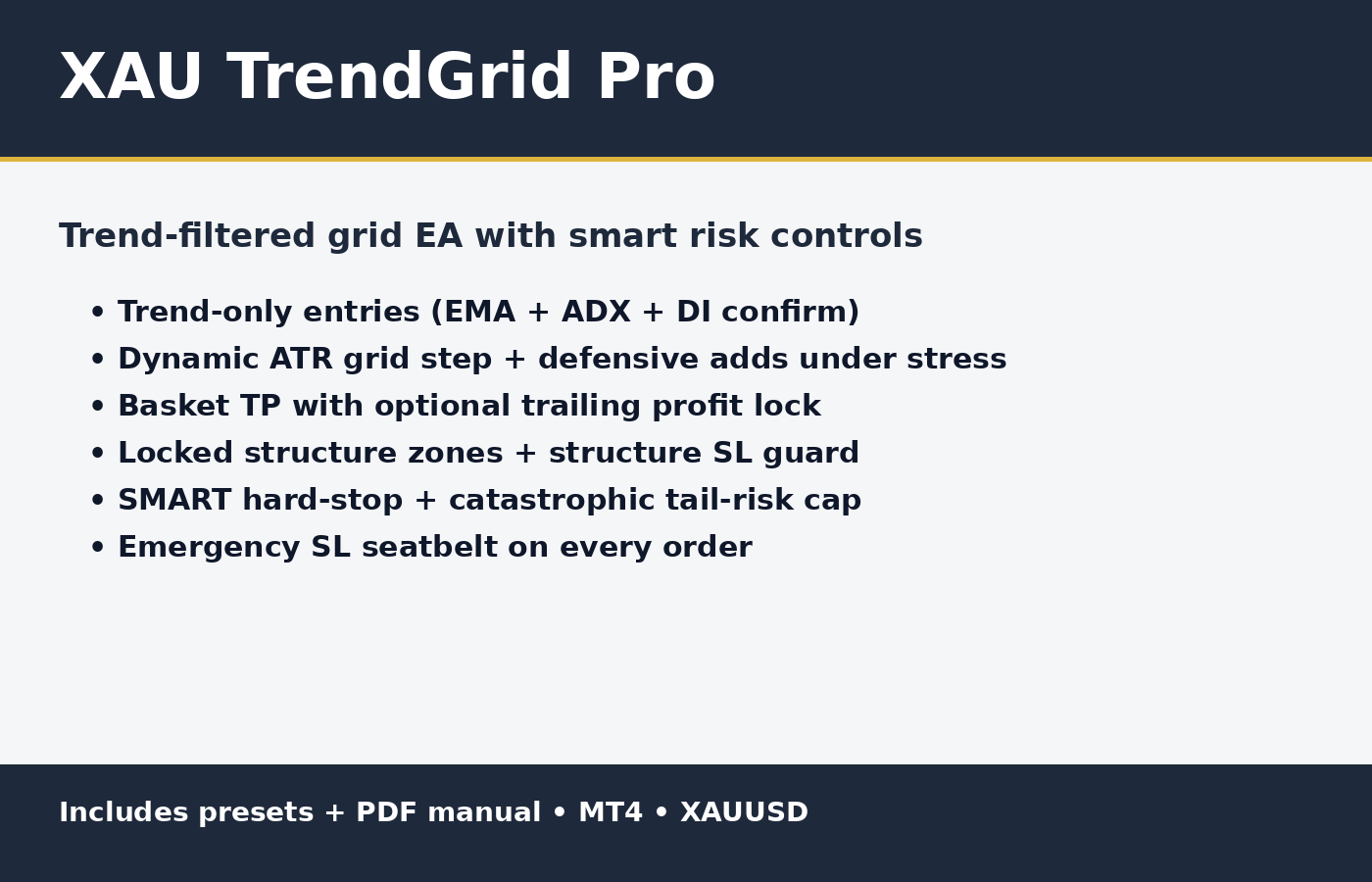 XAU TrendGrid Pro (MT4 EA) v1.76